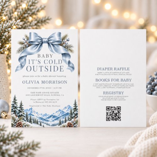 Winter Baby It's Cold Outside Blue baby shower invitation
