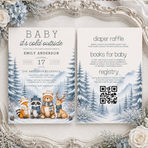 Winter Baby It's Cold Outside Brown baby shower invitation