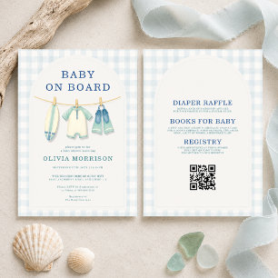 All in One Baby on Board Clothesline Baby Shower Invitation