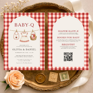 All in One Baby Q Girl Clothesline Baby Shower Invitation