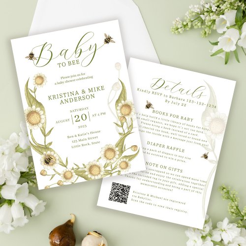 All in One Baby to Bee QR Code Shower Invitation