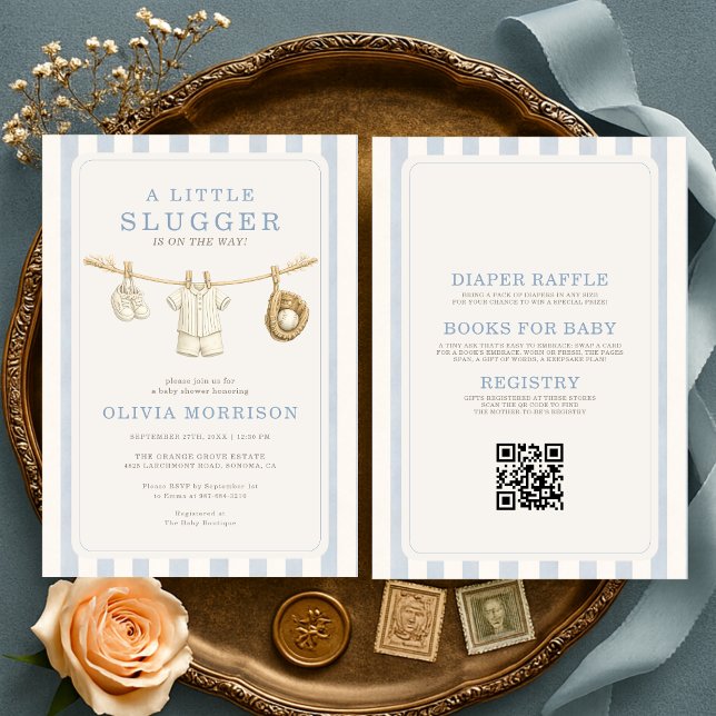 All in One Baseball Clothesline Baby Shower Invitation (Creator Uploaded)