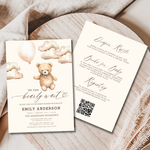 All in One Bearly Wait Gender Neutral Baby Shower Invitation