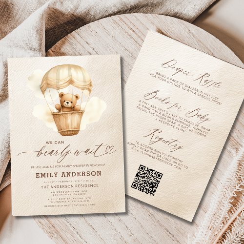 We Can Bearly Wait Neutral baby shower invitation