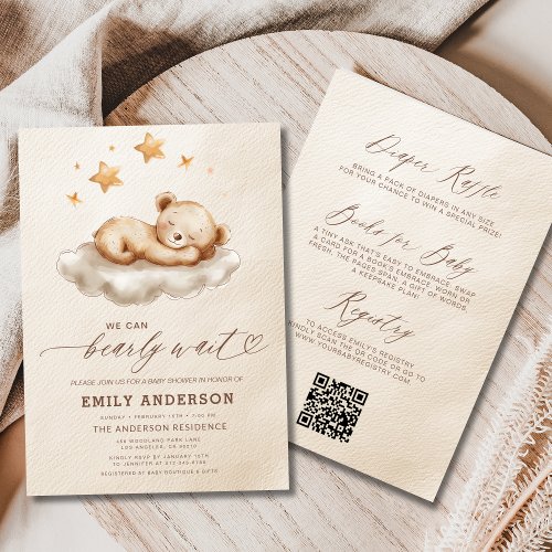 We Can Bearly Wait Neutral baby shower invitation