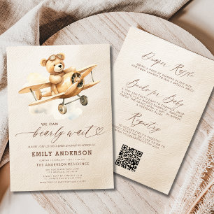 All in One Bearly Wait Neutral Beige Baby Shower Invitation