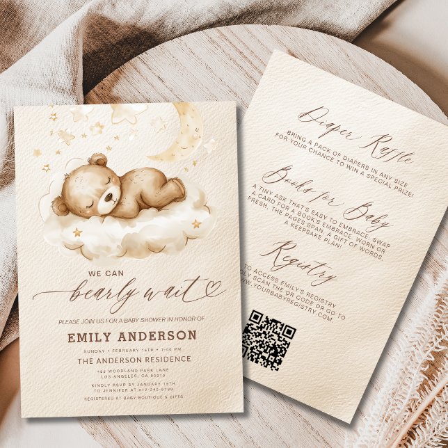 All in One Bearly Wait Neutral Beige Baby Shower Invitation (Creator Uploaded)