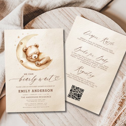 We Can Bearly Wait Neutral baby shower invitation