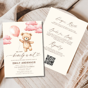 All in One Bearly Wait Pink Girl Baby Shower Invitation