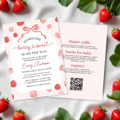 Berry Sweet Bow baby shower invitation