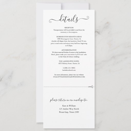 All In One Black And White Elegant Script Wedding Invitation | Zazzle