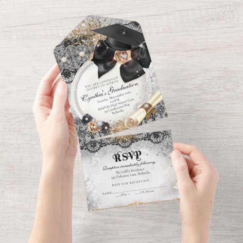 ALL IN ONE Bling Graduation Invitation