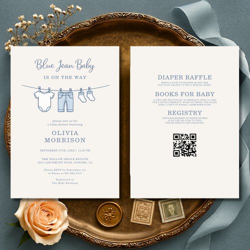 Blue Jean Baby Blue baby shower invitation