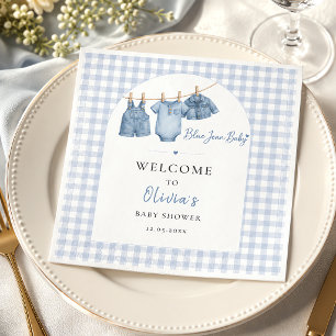 All In One Blue Jean Baby Custom Gingham Arch Napkins