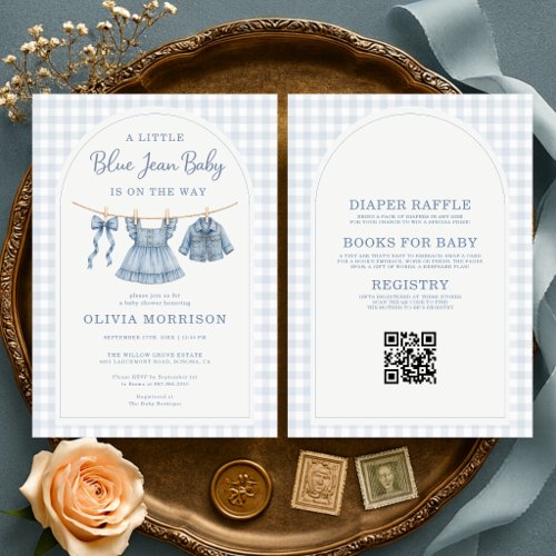 Blue Jean Baby Blue Rustic baby shower invitation