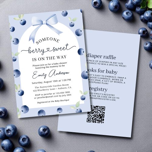 Berry Sweet Bow baby shower invitation