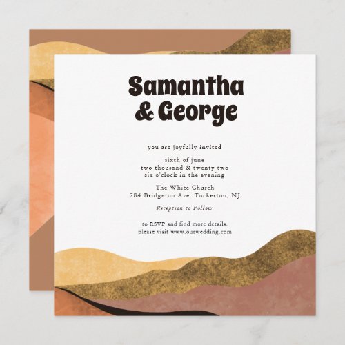 All in One Bohemian Abstract Earth Tones Wedding Invitation