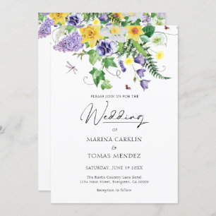 All in One Bohemian Wildflower Wedding Invitation
