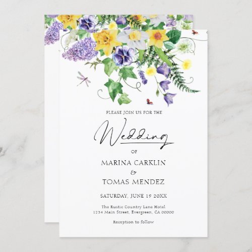All in One  Bohemian Wildflower Wedding Invitation