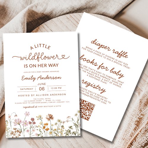 Wildflower Floral or wildflower baby shower invitation