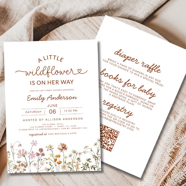 All in One Boho Little Wildflower Baby Shower Invitation (Creator Uploaded)