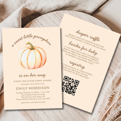 Fall Little Pumpkin Orange baby shower invitation