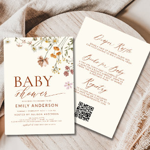 All in One Boho Wildflower Baby Shower Invitation