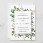 All In One Botanical Christmas Green Wedding Invitation (Front)