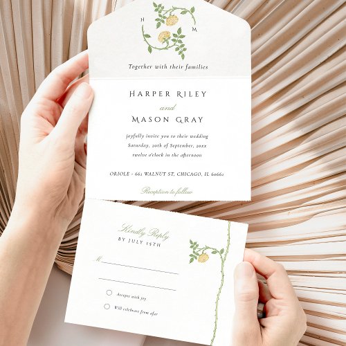 All_in_One Botanical Wedding Invitation and RSVP