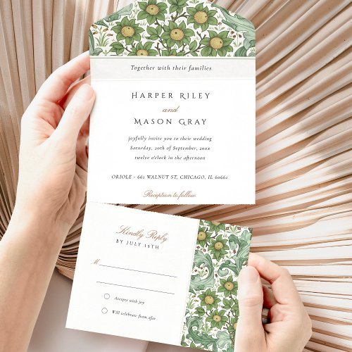 All_In_One Botanical Wedding tear_away RSVP All In One Invitation