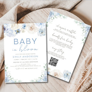 All in One Boy Blue Baby in Bloom Baby Shower Invitation