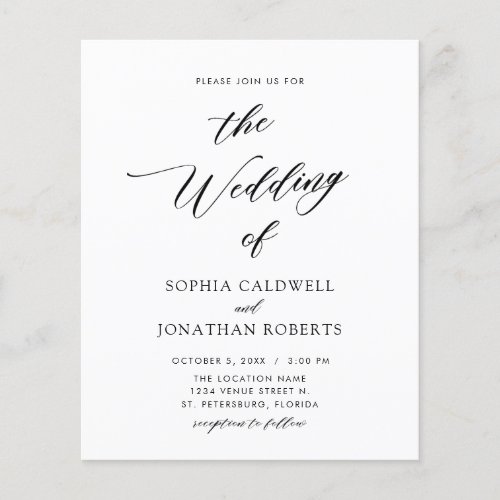 All in One Budget Calligraphy Wedding Invitation