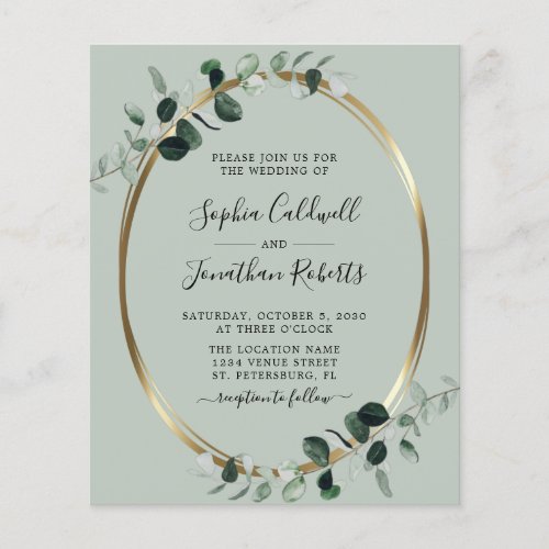 All in One Budget Eucalyptus Wedding Invitation