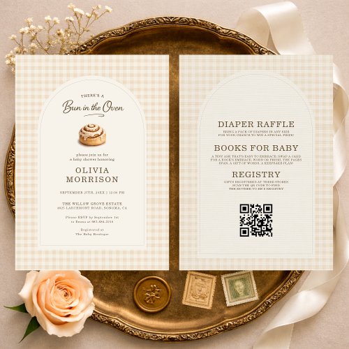 Bun in the Oven Gingham or plaid baby shower invitation