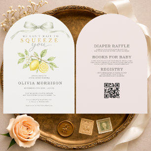 All in One Can't Wait Squeeze Lemon Baby Shower Invitation