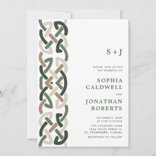 All in One Celtic Knot Monogram Modern Wedding Invitation