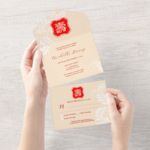 All in One Chinese Longevity Birthday Invitation