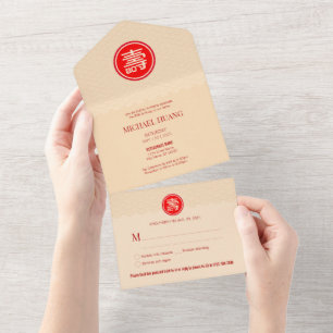 All in One Chinese Longevity Birthday Invitation