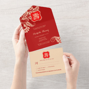 All in One Chinese Longevity Birthday Invitation