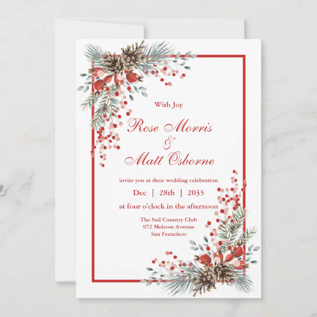 All In One, Christmas Or Winter Wedding Invitation 