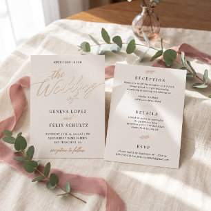 All in One Classic Rose Gold Foil Hand Lettered Invitation