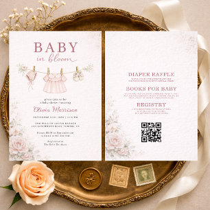 All in One Clothesline Baby in Bloom Baby Shower Invitation