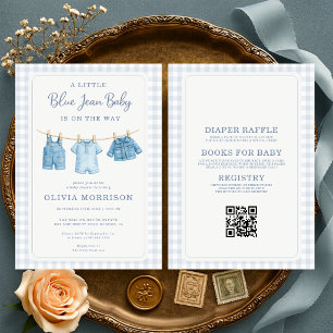 All in One Clothesline Blue Jean Baby Baby Shower Invitation