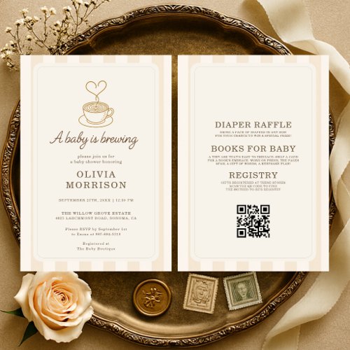 All in One Coffee Baby is Brewing Baby Shower Invitation