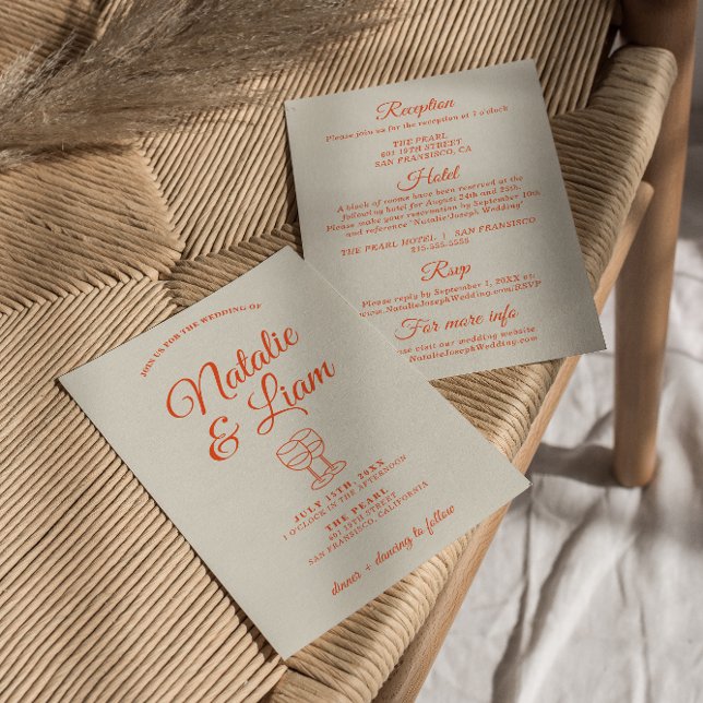 All In One Colorful Hand Drawn Retro Wedding  Invitation (Creator Uploaded)