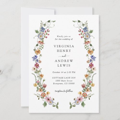 All in One Colorful Wildflower Wedding Invitation