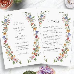 All in One Colorful Wildflower Wedding Invitation