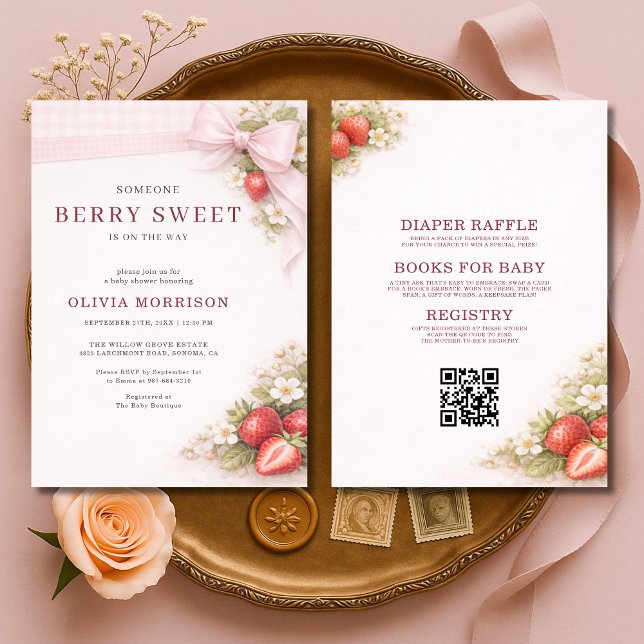 All in One Coquette Bow Berry Baby Shower Invitation (Creator Uploaded)