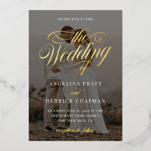All in One Custom Photo Calligraphy Gold Foil Invitation