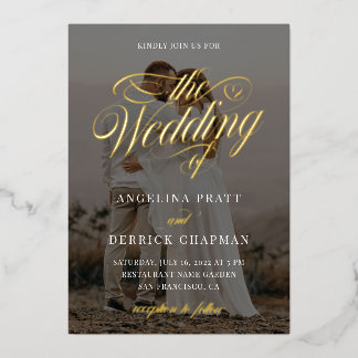 All in One Custom Photo Calligraphy Gold Foil Invitation